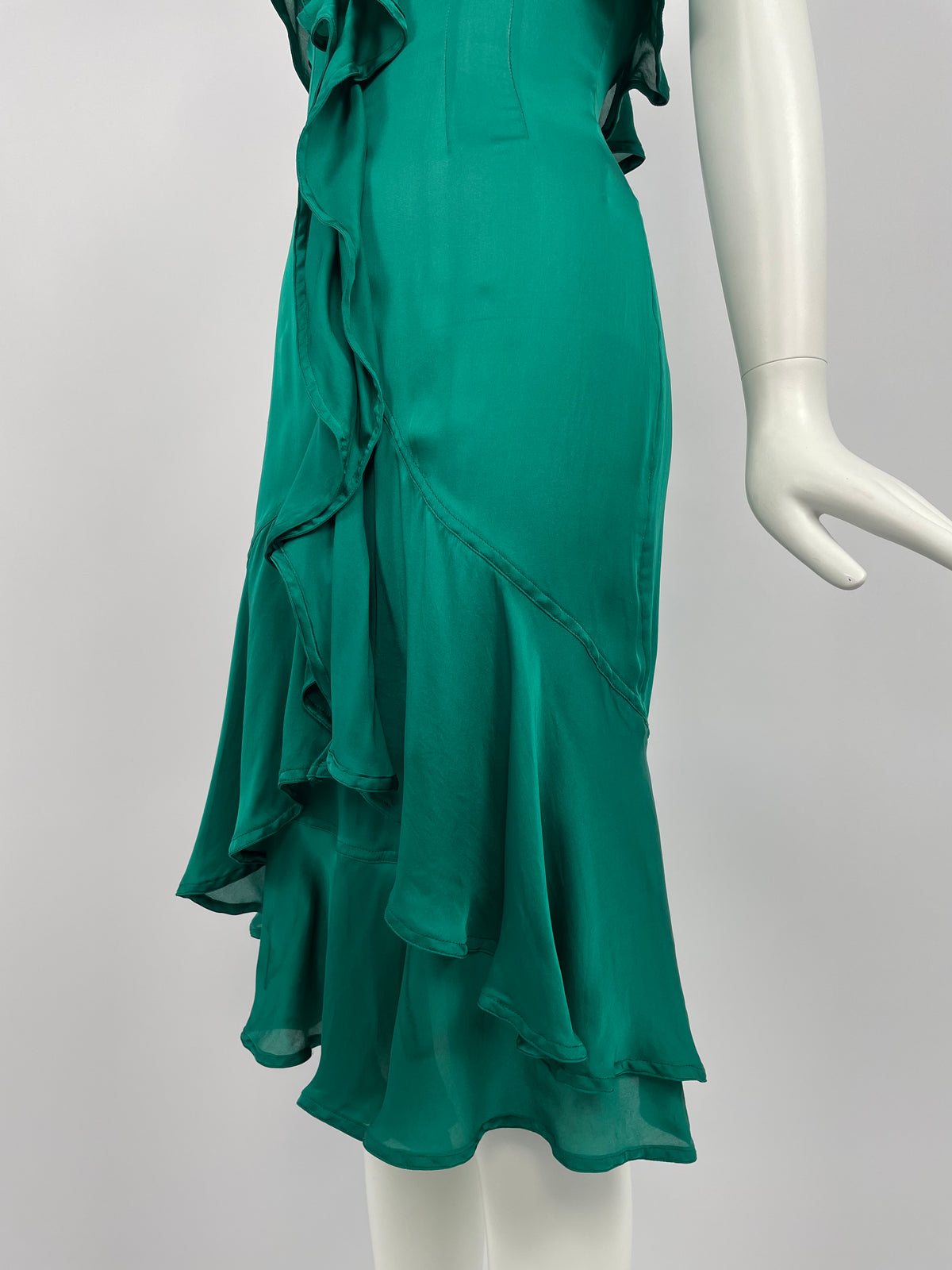 Saint Laurent by Tom Ford F/W 2003 Green flared dress