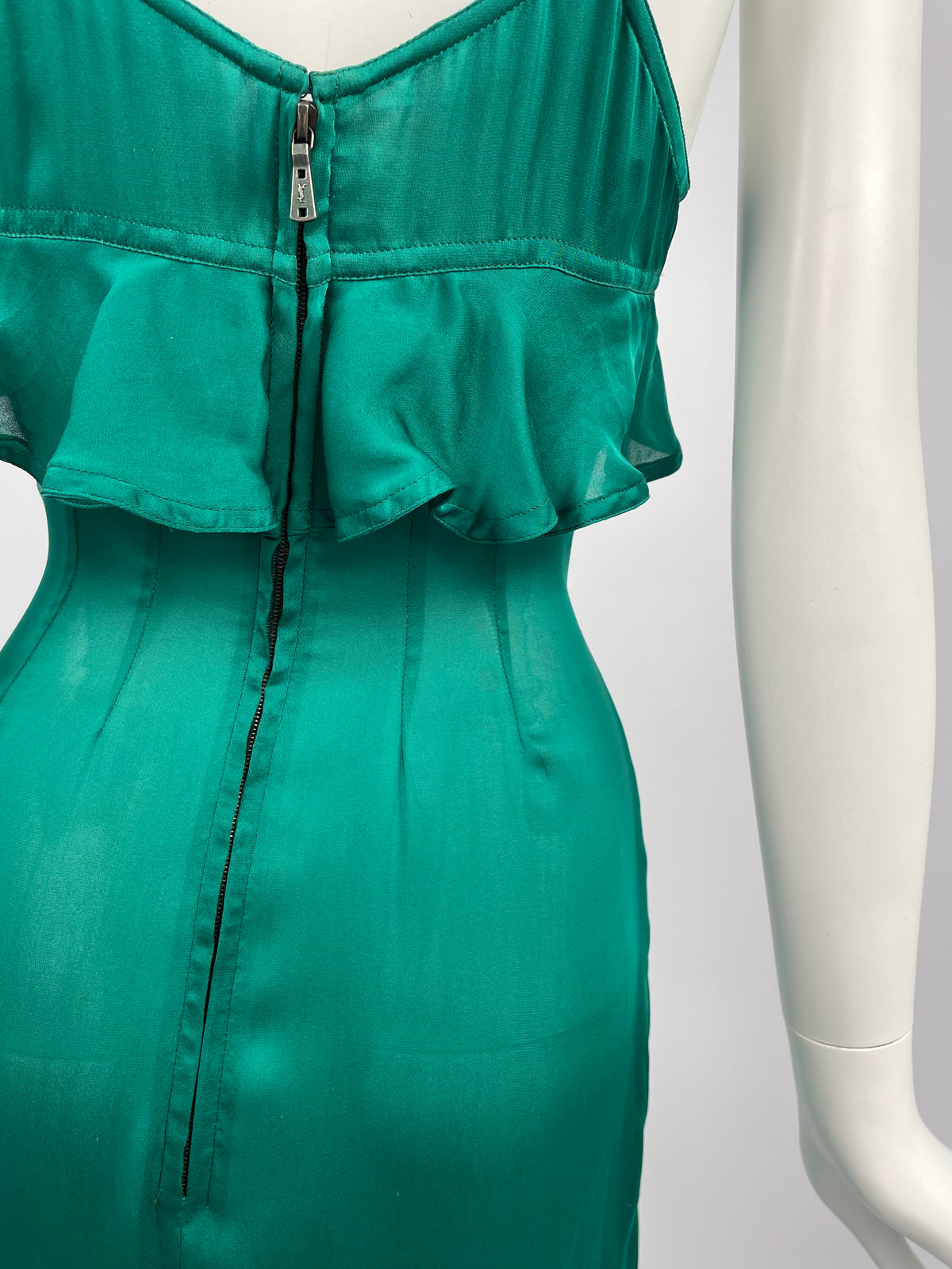 Saint Laurent by Tom Ford F/W 2003 Green flared dress
